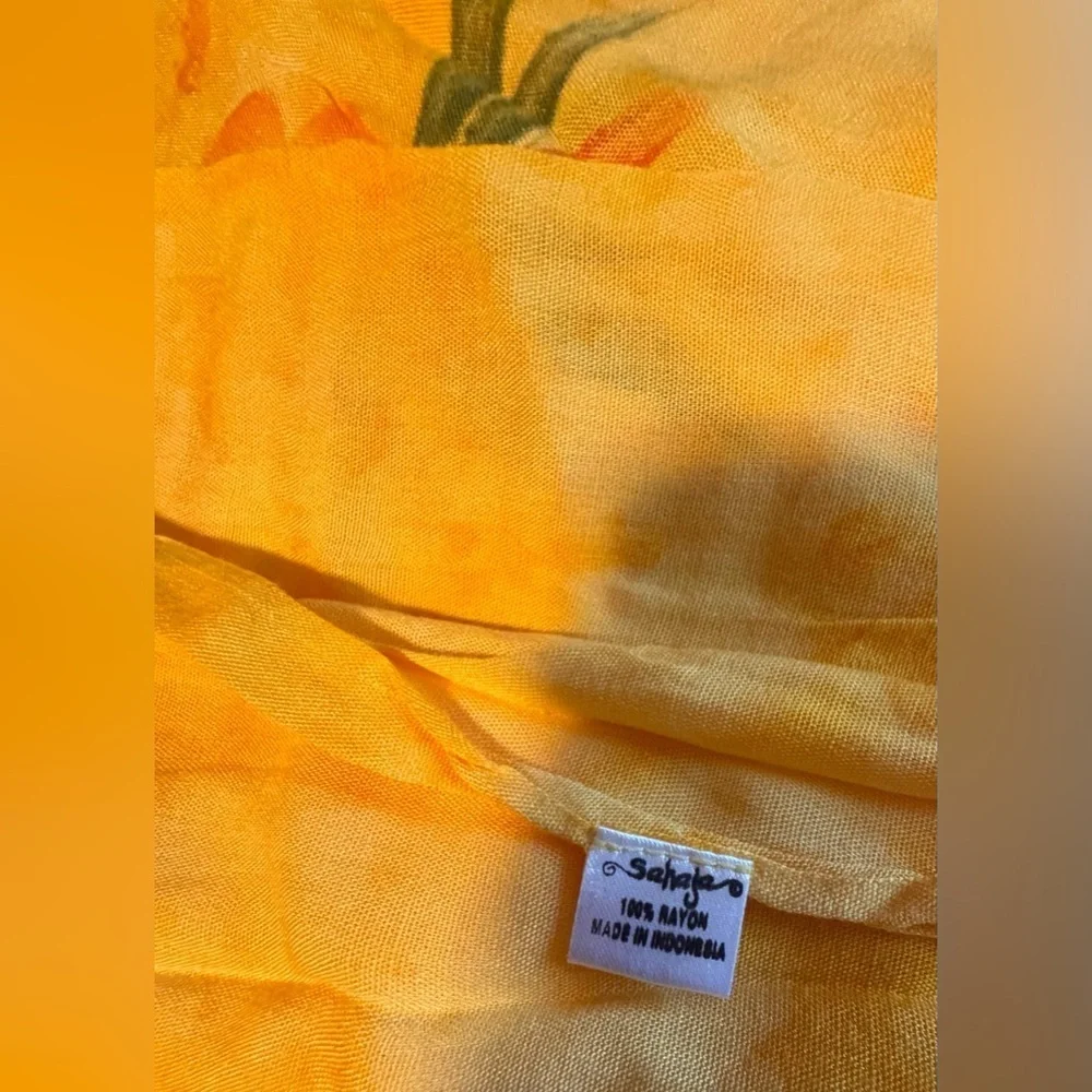 SARONG Sahaja Floral Blue and Yellow Beach summer Hawaiian Scarves wrap
